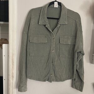 Olive Green Button-Up Shirt
